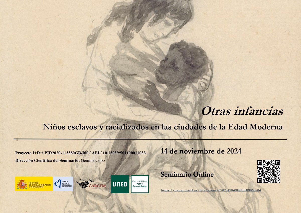 El 14 de noviembre celebraremos el seminario online ‘Otras infancias. Niños esclavos y racializados en las ciudades de la Edad Moderna’ en la UNED.