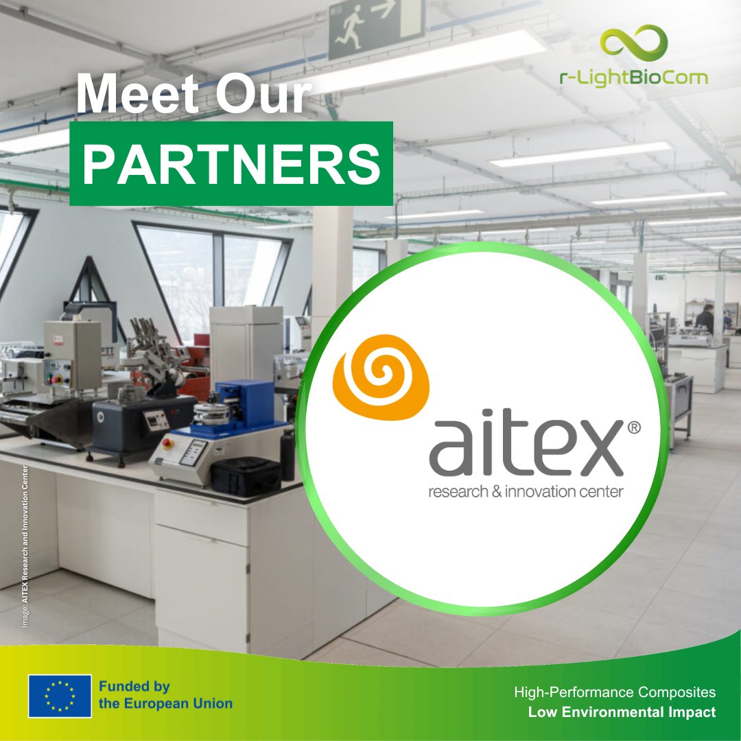 Excited to introduce <a href="/aitex_es/">AITEX</a>, a leading R&amp;D centre in Spain and technical coordinator of r-LightBioCom!

AITEX drives #sustainable fibre and textile-based solutions and advanced mechanical recycling for the composites industry.

Learn more about AITEX on aitex.es