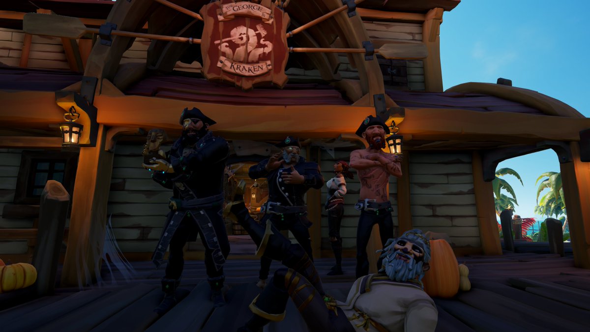 ItsGrimUpN0rth's tweet photo. Sunday sails with @SeaOfThievesUK1 , @ChorizoDude1369 &amp; @CaptainOats420 
It was great fun, even the fact that someone tucked on our ship, stole the CoF...and came back for a chill chat! 😅
#SeaOfThieves #BeMorePirate #BeMoreCult #BeMoreCretin #MaybeACult #PossiblyACult https://t.co/a8Ja1QAv7W