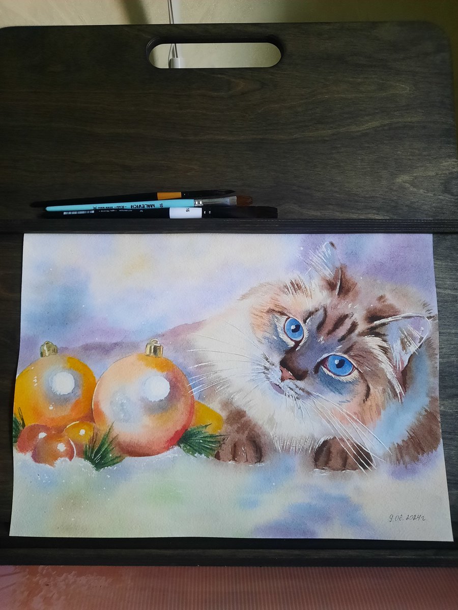 A cat in watercolor, traditional painting, love it