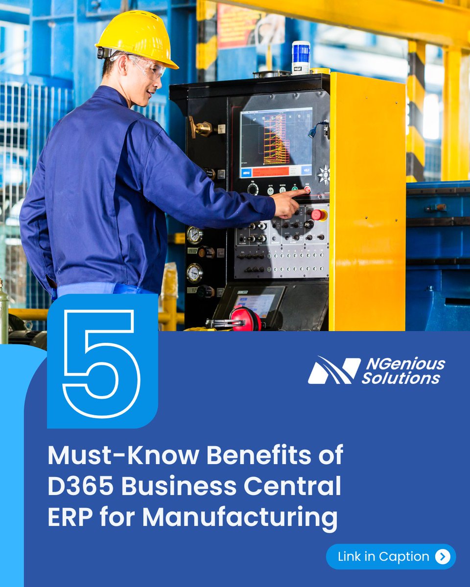 NGeniousS's tweet image. Supercharge your manufacturing with D365 Business Central ERP!

➔ Seamless integration
➔ Real-time insights
➔ Cost-efficient &amp;amp; scalable

Read more: shorturl.at/9leXa

Ready to elevate your business?

Contact us: ngenioussolutions.com/contacts/

#ERP #ERPSystem #BusinessCentral