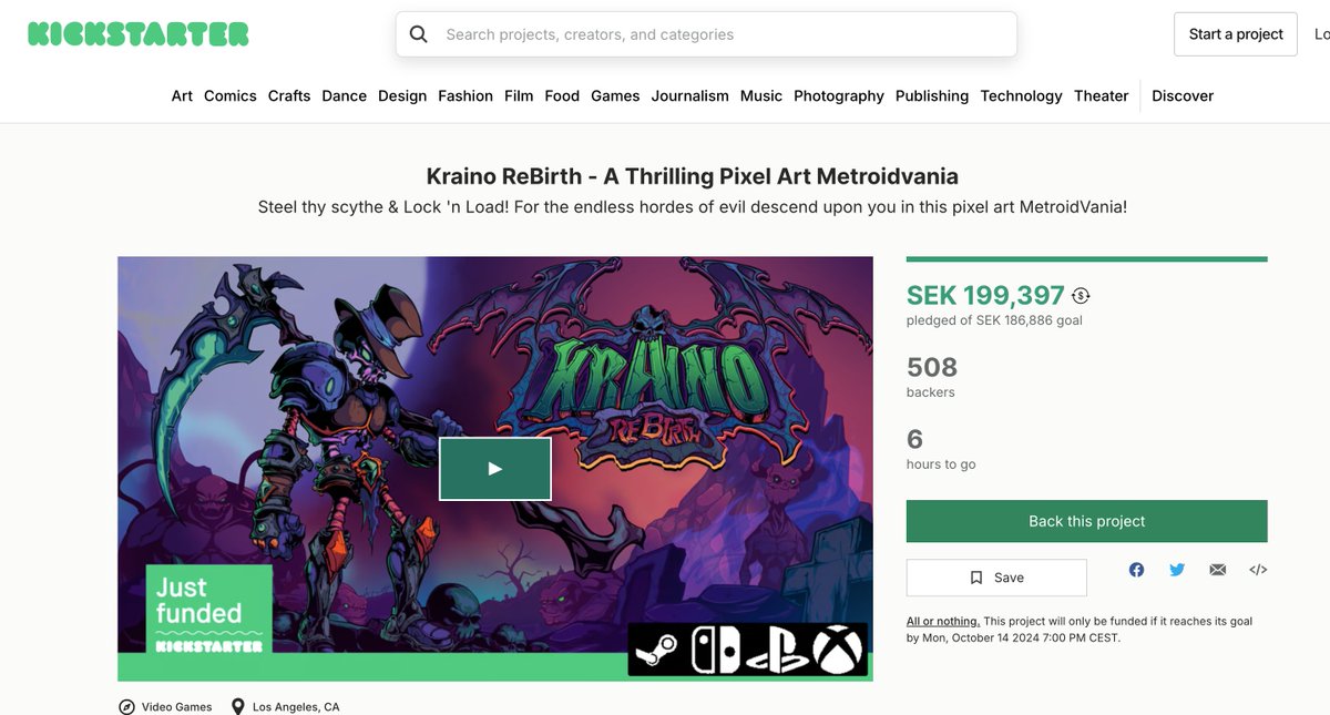 Eisendust's tweet photo. Congrats to @GameAtomicGames on their succcessful #Kickstarter! Totally look forward to playing Kraino ReBirth the pixel art is gorgeous. Perhaps they’ll go with some cool synthwave music from @MidnightDanger_? 🤞 https://t.co/xJOrdYysPp