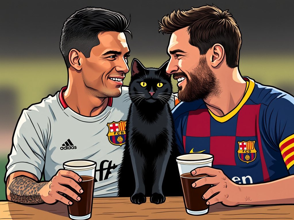 colacateth's tweet photo. 🐱 ColaCat here to spill the tea... or should I say, the cola!

Ronaldo &amp; Messi act like Coca-Cola's their kryptonite in public. But guess what? Off-camera, they’re purring louder than me over a cold bottle! 
#pepe #sol #eth  #meme #cola #cats #maga #TRUMP2024 #Elon https://t.co/iJscQ4Kon4