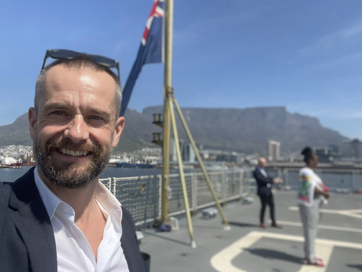 colinleeman's tweet photo. Welcoming @RFALymeBay to Cape Town 🇿🇦 ! Thank you Captain Wingrove &amp; crew for such a great tour of ship capabilities, lunch and your reflections on life at sea. https://t.co/vgS1NvXraR