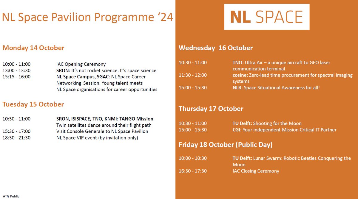 SRON Space Research (@sron_space) on Twitter photo Check out the schedule of talks at the Dutch pavilion this week at the #IAC2024 in #Milan. Including an <a href="/SRON_Space/">SRON Space Research</a> talk by @erikarends on the space mission life cycle today at 13h! Check out the schedule of talks at the Dutch pavilion this week at the #IAC2024 in #Milan. Including an <a href="/SRON_Space/">SRON Space Research</a> talk by @erikarends on the space mission life cycle today at 13h!