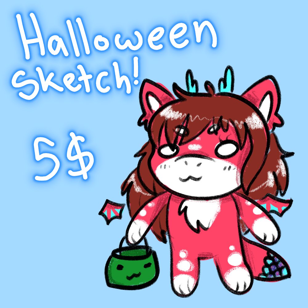 adiostama's tweet photo. Halloween yay!!! Want a little sketch of your character in their halloween costume or eating candy?
Just 5$ now for a little sketch 
#furry #furryart #sketch #commissionsoopen https://t.co/O6SKvTHMdw