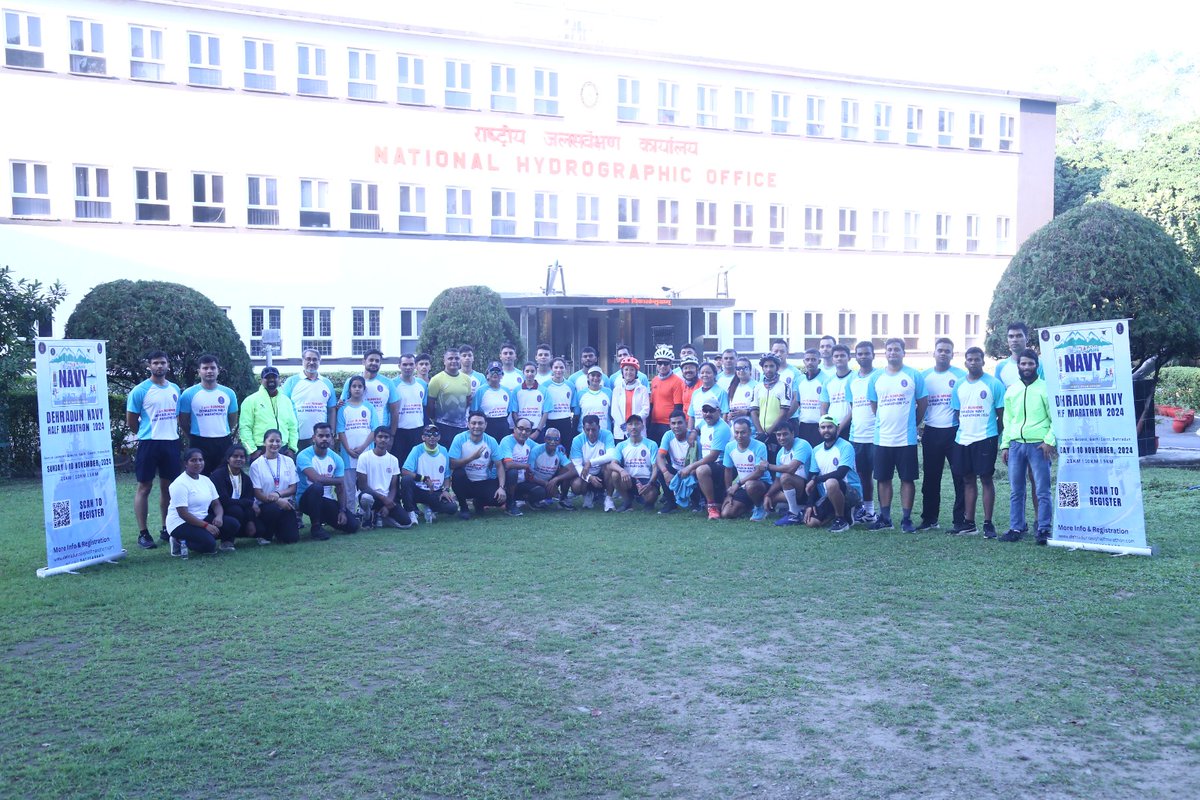 IN_NHO_DEHRADUN's tweet photo. Promo Run for the highly anticipated Dehradun Navy Half Marathon #DNHM was held today. The 5K run through the scenic Rajpur Road was flagged off by Joint Chief Hydrographer and witnessed an enthusiastic participation of over 50 runners. https://t.co/hq1kaSJWj2