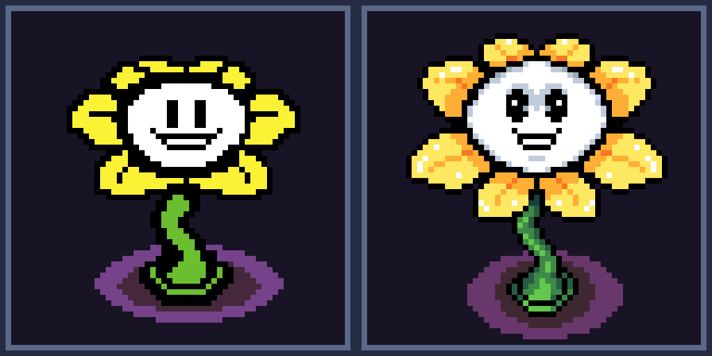 lucksinia's tweet photo. Howdy!
(I am on a roll here, so have my Flowey Re-Draw)
~/ #Pixelart / #Undertale / #db32 and #EDG32 palettes/~ https://t.co/Bw21Jhwo6d
