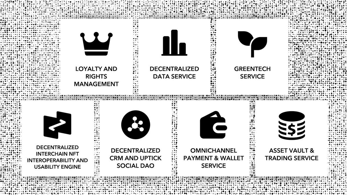 8/9

Uptick Ecosystem Development Whitepaper Countdown  ↴

The whitepaper also outlines Uptick Ecosystem Services — a suite of decentralized tools and services designed to empower businesses in building scalable Web3 applications across a wide range of industries:

🔹  Loyalty