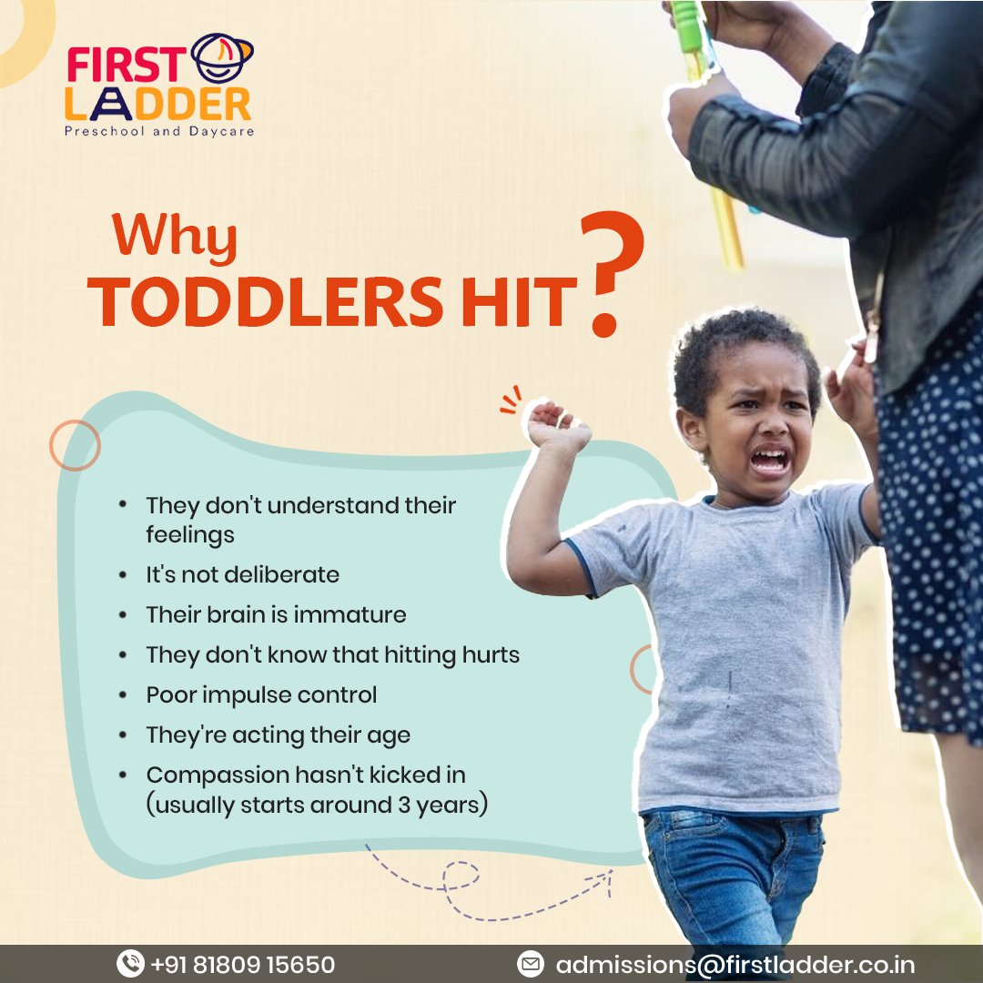 firstladderpune's tweet photo. Ever wonder why your toddler hits?🤔 It's all part of growing up! They’re not being mean—they’re learning. 🌟From poor impulse control to just being too young to get it, we explain it all.💡
🌿 Enroll now and foster empathy!💞
.
.
.
#MondayMotivation #MondayMorning #MondayVibes https://t.co/Rs6FLCZfhZ