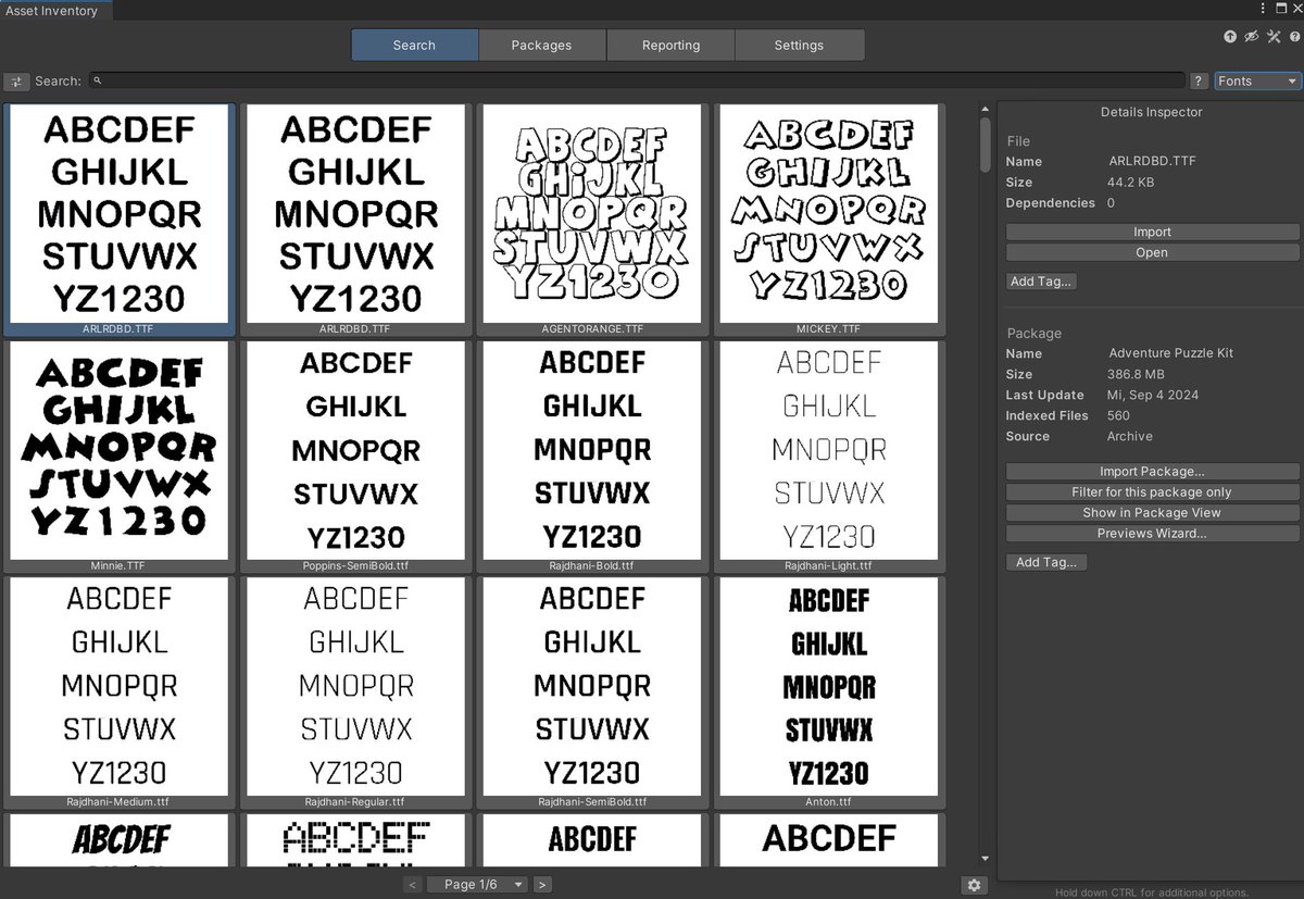 Upcoming Asset Inventory version will bring font previews for #unity3d Find any font you need much easier now.
