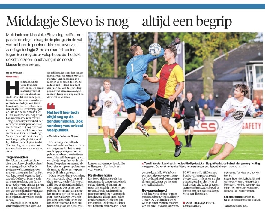 De Tubantia op de maandagmorgen over STEVO tegen Bon.Boys.