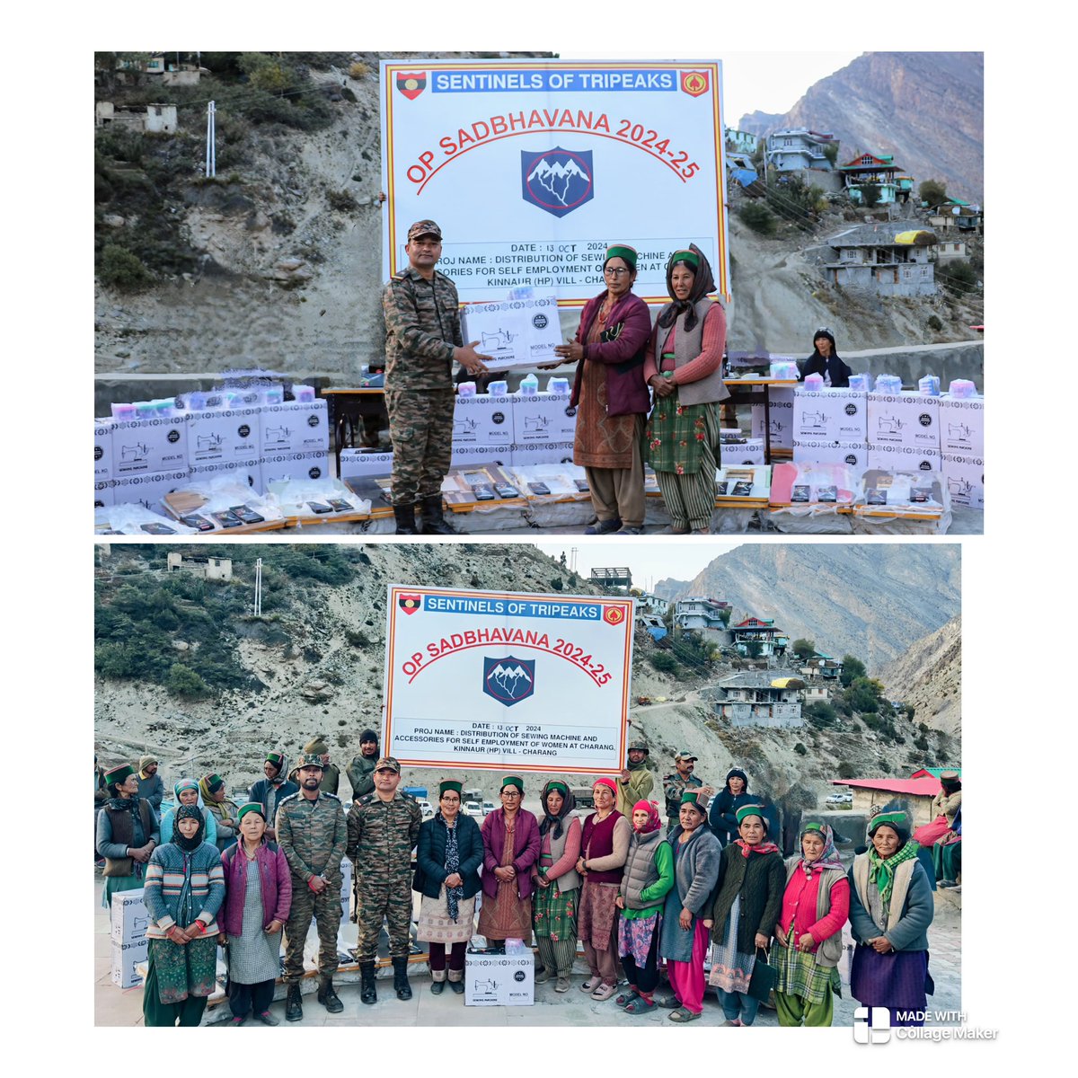 UBArea_IA's tweet photo. #TripeaksBde
Empowering women of #Charang #VibrantVillage in #Kinnaur, under  #OpSadbhavana #Indian Army distributed sewing machines and accessories for financial independence
#WomenEmpowerment
#SelfReliance
#NationBuilding
@suryacommand
@adgpi
@ProDefLko
@DCKinnaur
@CMOFFICEHP https://t.co/hfXW5Fre3i
