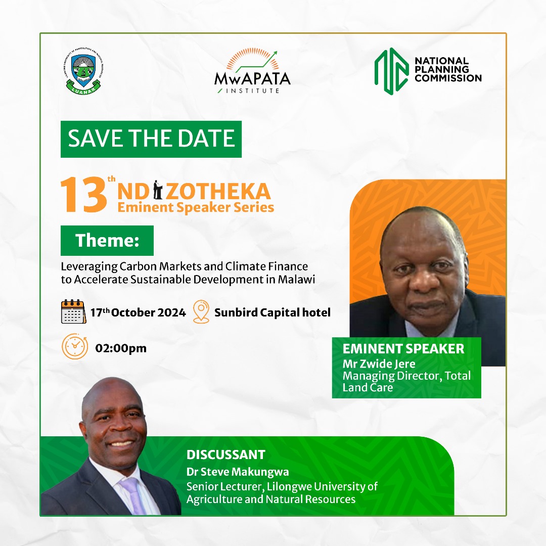Save the Date!! Thursday, 17th October, 2024

#13thESS #MwAPATA #AgriPolicyThinkTank