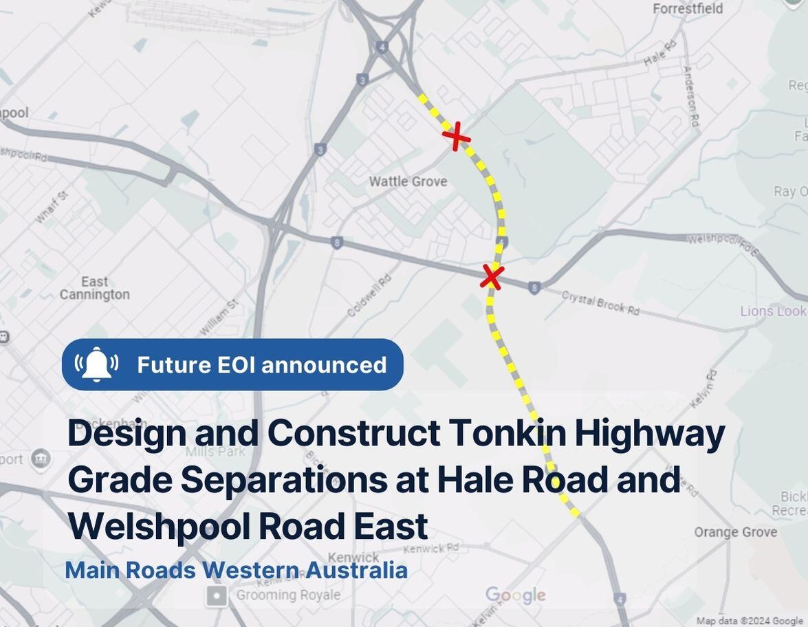 The $366m Tonkin Highway transformation project continues to progress. Today, an Expression of Interest was released seeking contractors to tender for upgrades south of Roe Highway.

Media release 👇
hubs.ly/Q02TcN1P0

Tender details 👇
hubs.ly/Q02TcNgy0