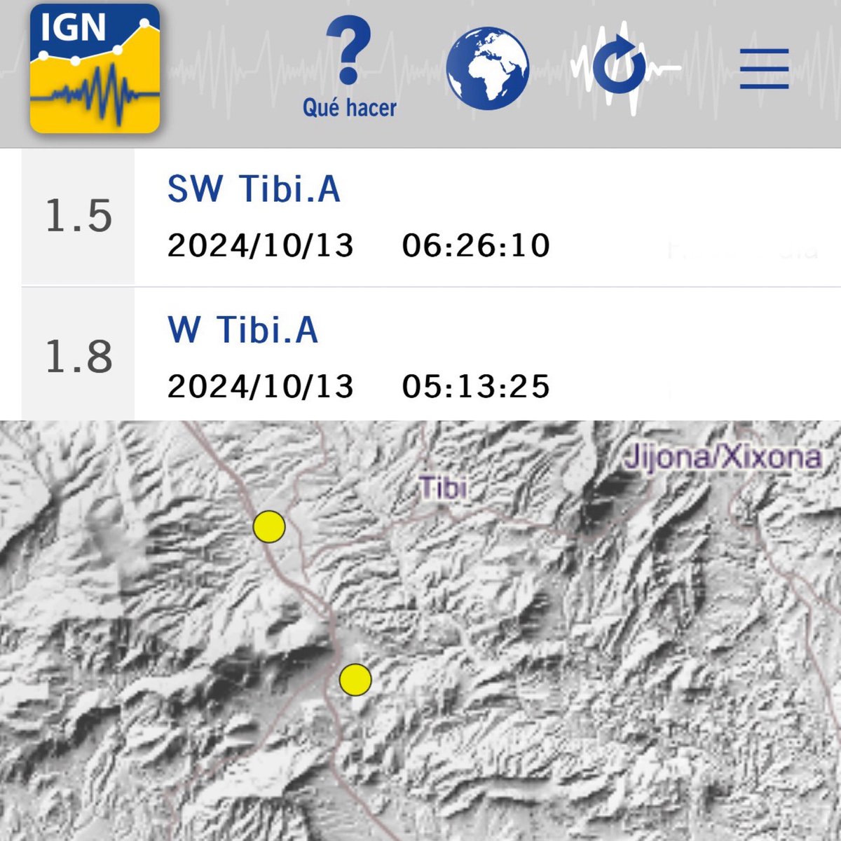 GeografiaUa's tweet photo. Ahir de matinada es registraren dos moviments sísmics d'intensitat 1,9 i 1,5 a municipi de Tibi.

Si els heu notat, podeu col.laborar omplint el qüestionari macrosísmic de @IGNSpain en el su web o l'app IGNterremotos.

#terratremol #sisme #tibi #geografia #geografiaua https://t.co/t1STDX8MyW