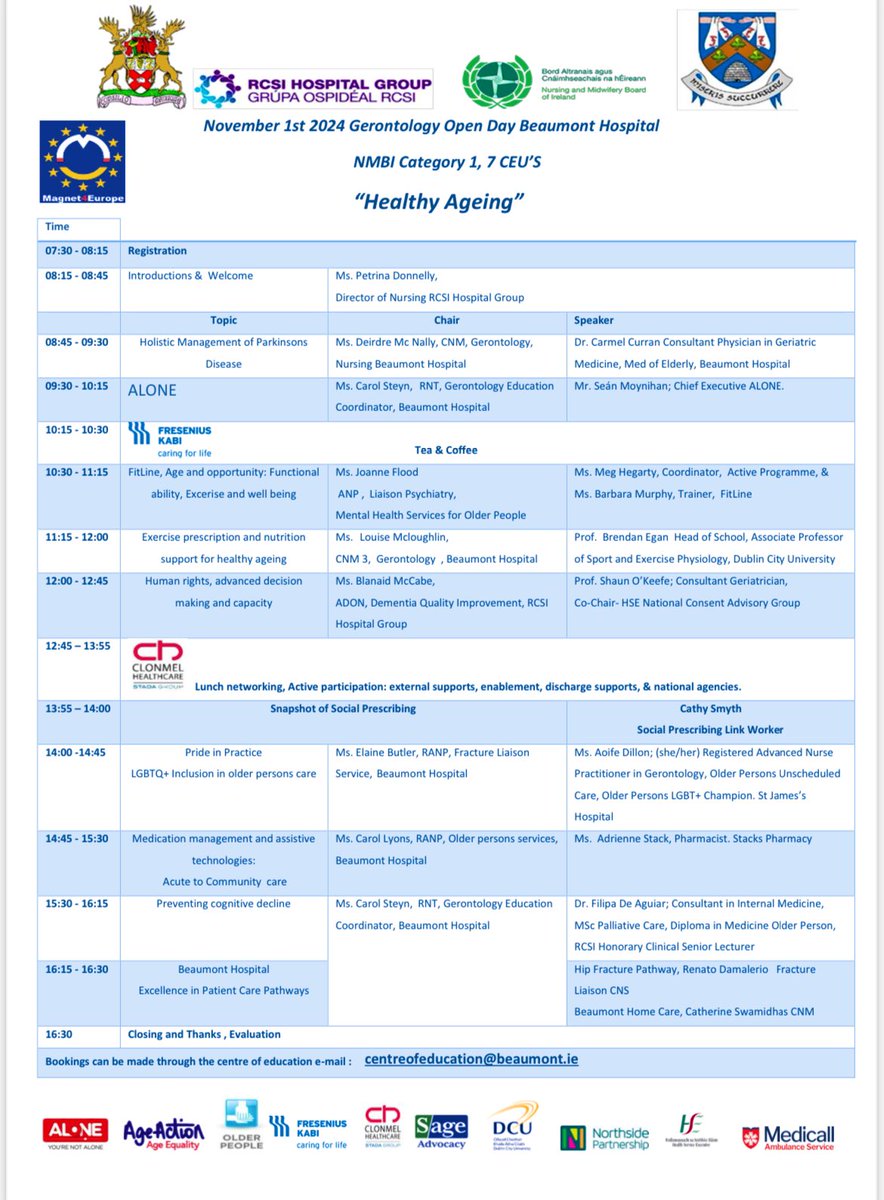 carol steyn (@steyn_carol) on Twitter photo Gerontology Open Day, Beaumont Hospital.
Booking advised. Register at centreofeducation@beaumont.ie Gerontology Open Day, Beaumont Hospital.
Booking advised. Register at centreofeducation@beaumont.ie