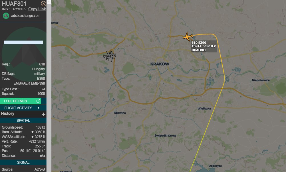 PBondaryk's tweet photo. Węgierski #KC390 ląduje na Balicach #KRK (chyba po raz pierwszy?). #HuAF https://t.co/yXlQzNLRzh