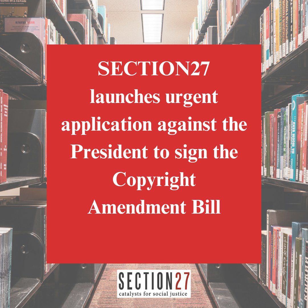 🚨 ICYMI: SECTION27, representing <a href="/BlindSA_NGO/">Blind SA</a>, has filed an urgent application at the Constitutional Court against President Cyril Ramaphosa (<a href="/PresidencyZA/">The Presidency 🇿🇦</a>) for not signing the Copyright Amendment Bill (CAB). This action follows a two-year wait after the Court's ruling on the