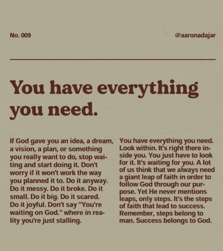 You have everything you need.