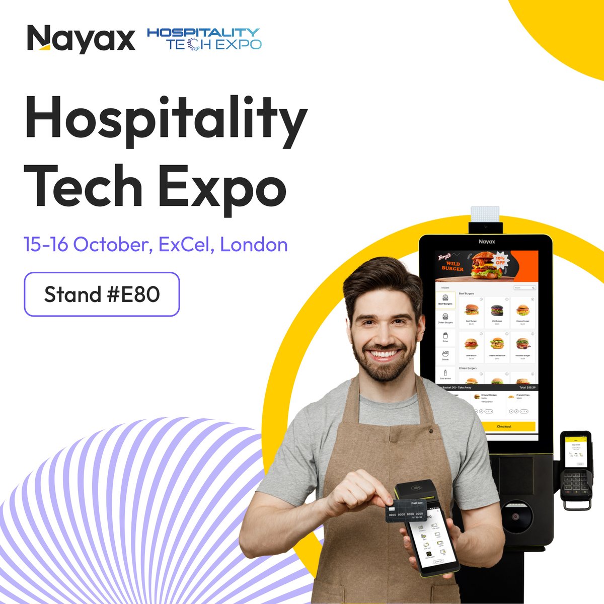 We’re at #HospitalityTechExpo! 🍽️ Visit Stand #E80 for our all-in-one solution:

✅ Advanced payment tech
✅ Self-service kiosks
✅ Handheld POS

📅 Oct 15-16, ExCeL London. See you there! #TechExpo #HospitalityTech
<a href="/hospotechuk/">Hospitality Tech Expo</a>
___
#Nayax  #HospitalityTechExpo