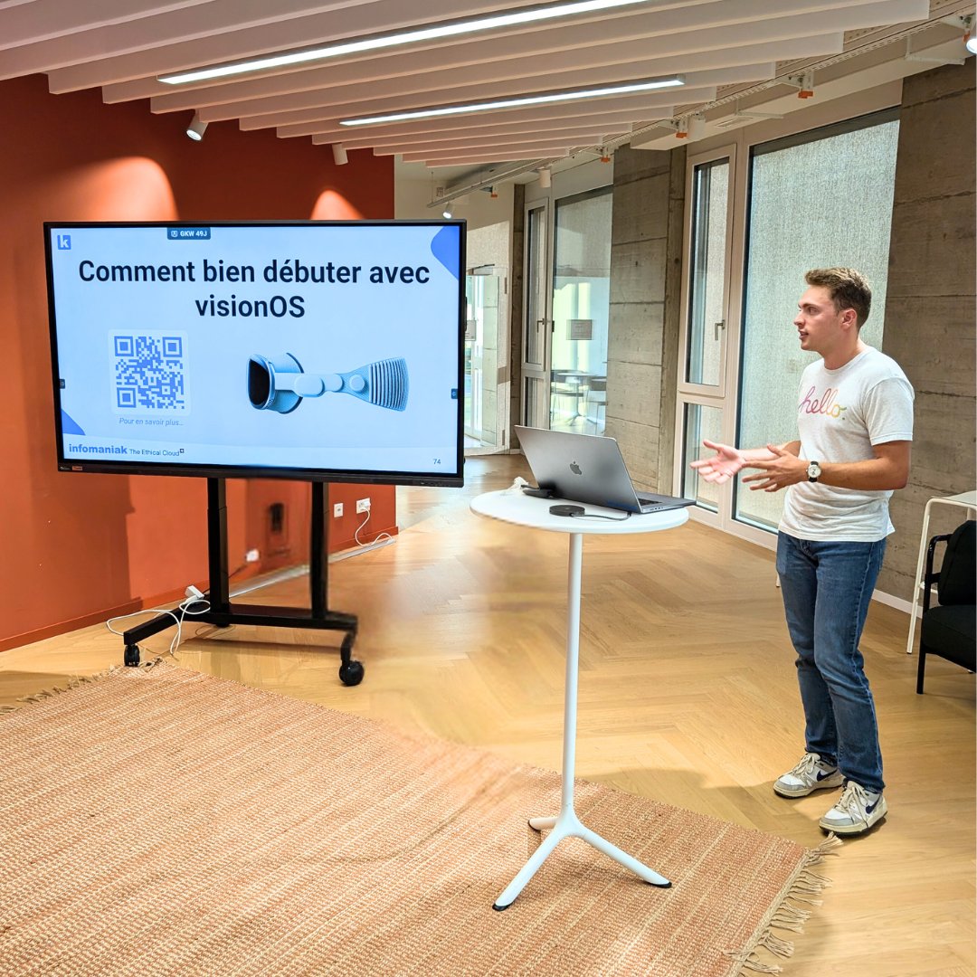 infomaniak's tweet photo. Retour sur l'échange organisé par Mobile Beer Romandie, autour de l’avenir du développement mobile où la team @infomaniak a pu présenter visionOS ! 📱🚀 

Merci à QoQa pour l’accueil dans vos locaux et l’apéritif 👋 

#DevMobile #Innovation #TechCommunity #MobileDevelopment #Collaboration