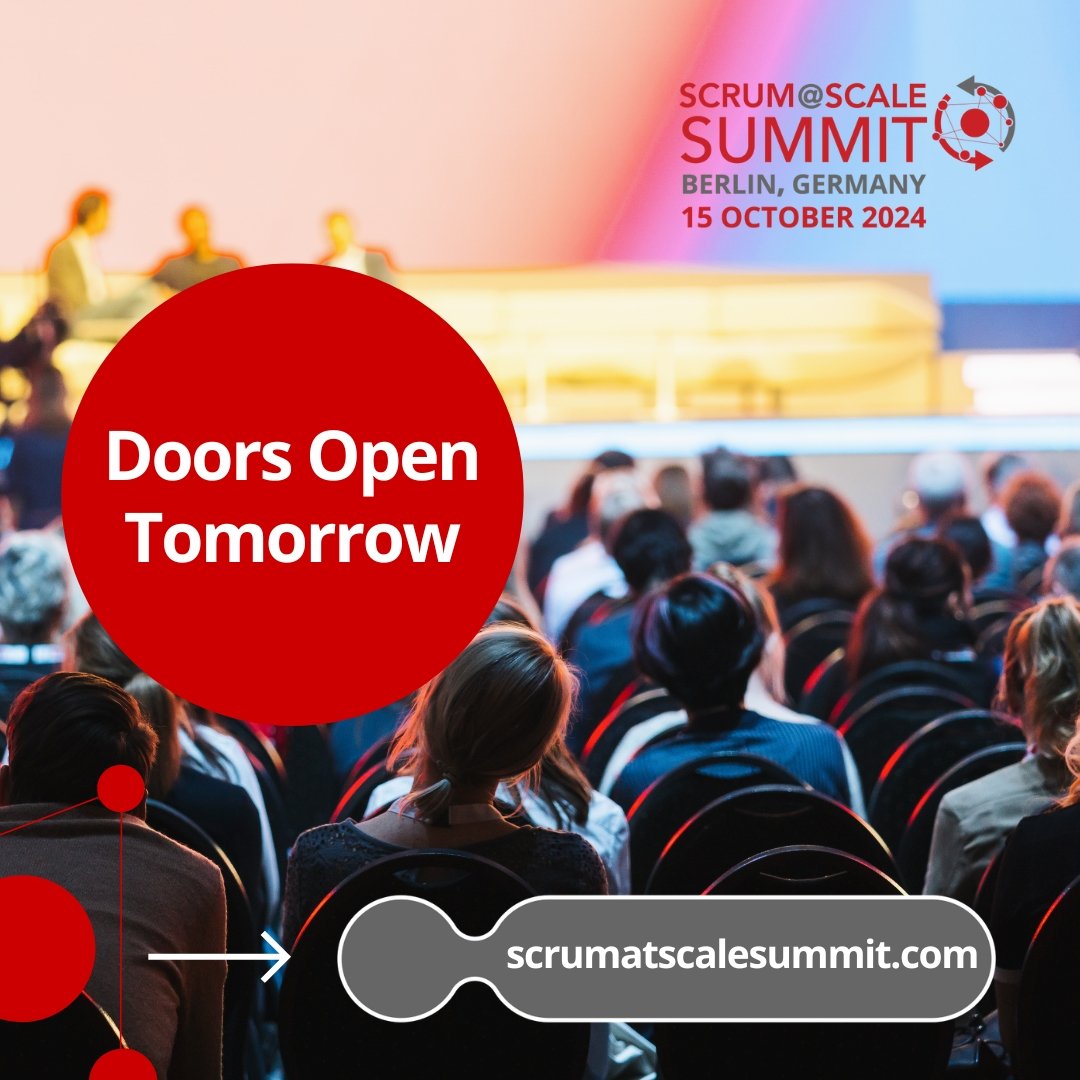 scrumscalesummt's tweet photo. Doors Open Tomorrow – Get Ready to Scale the Future! 🚀
The Scrum@Scale Summit kicks off tomorrow in Berlin! We’re excited to welcome Agile enthusiasts, innovators, and leaders. 🙌
➡️ Last chance to join us! https://t.co/he4QA6Krdh

#ScrumAtScaleSummit #Agile #Berlin2024 https://t.co/zUkRemIeNO