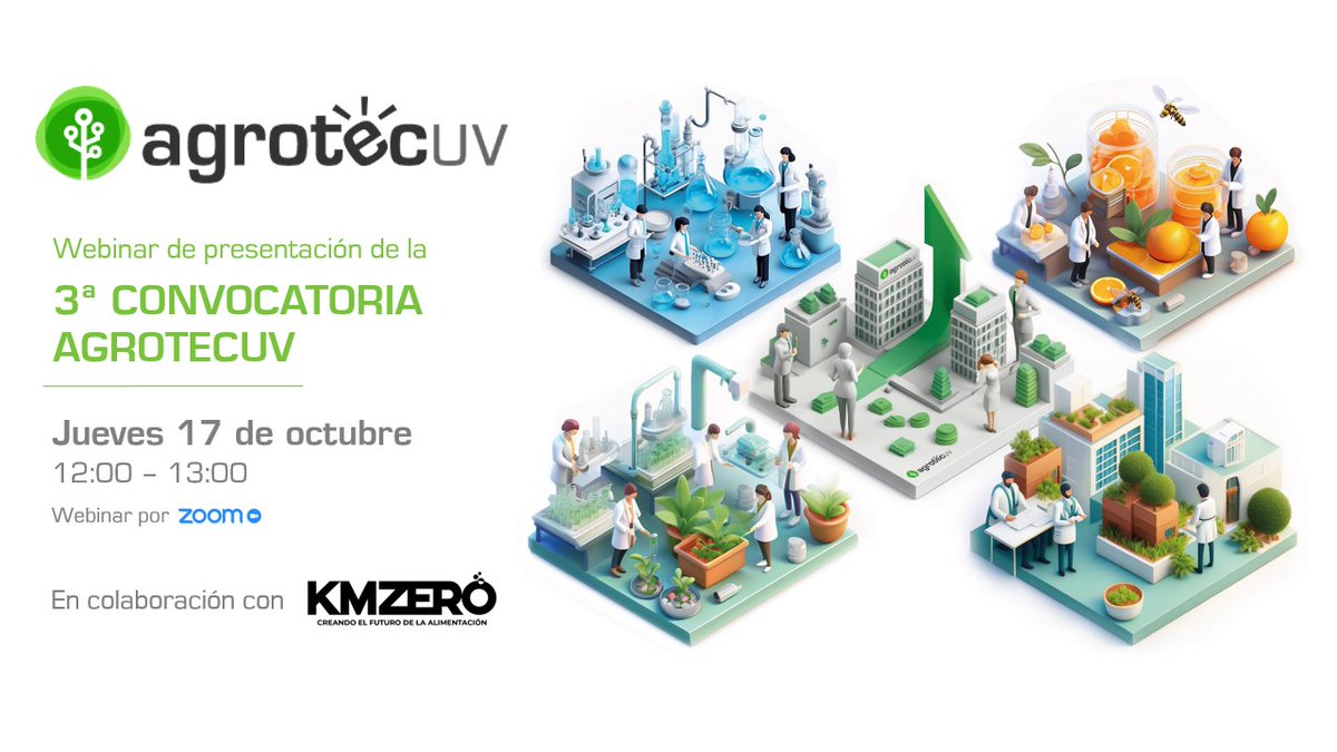 💻 ¡Este 17 de octubre no te pierdas el webinar de #AgrotecUV! 🚀 Descubre todas las novedades del programa de incubación para startups agroalimentarias. Regístrate aquí: 🗓️ A las 12h (Hora España). ¡Te esperamos! bit.ly/47ZmKbe