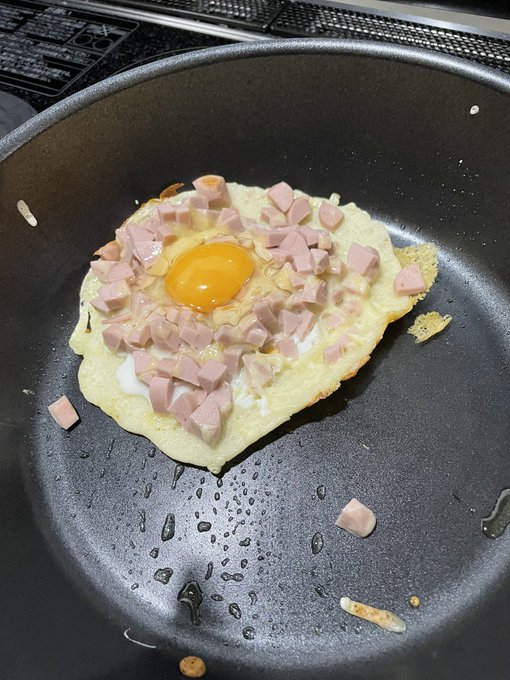 試しにガレット作ってみようとしたんだけどメッチャむずい…!生地が厚いから折り畳めないし卵も熱通らない! 