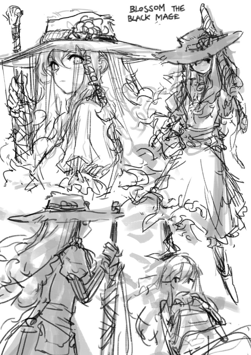 Blossom the Black Mage from my secret manga project 🤫