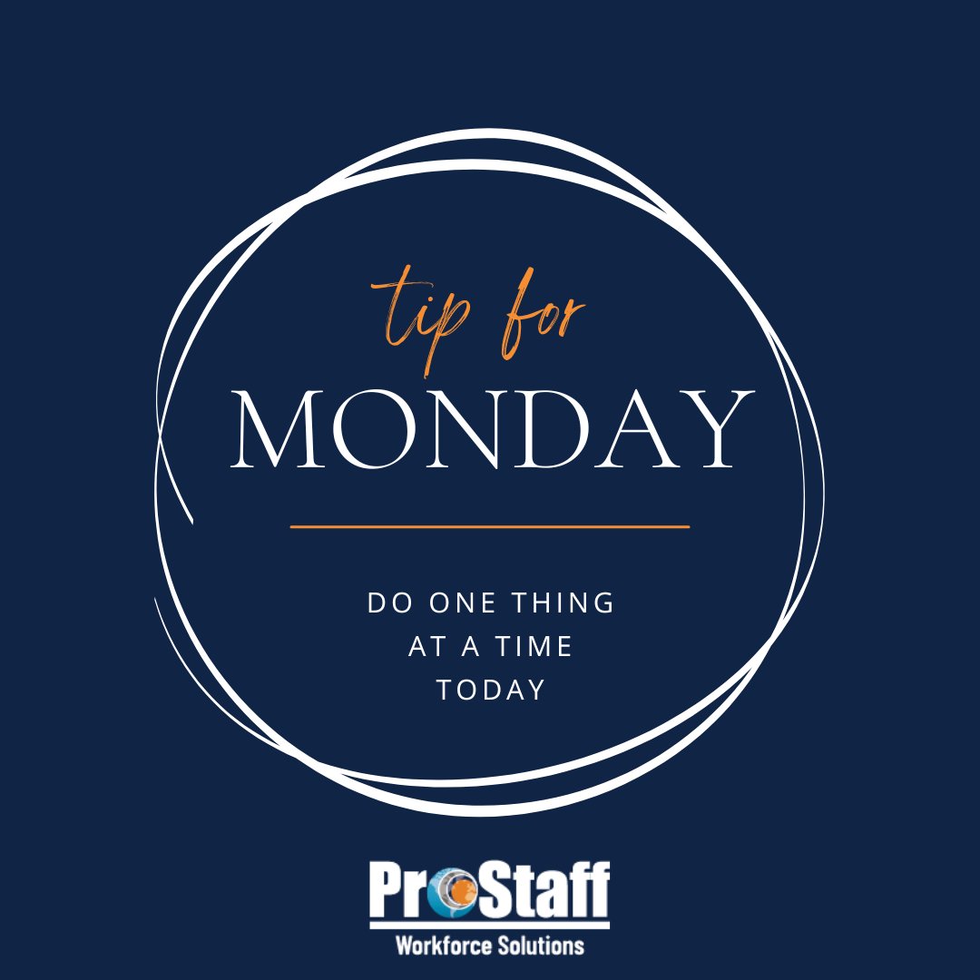ProStaffNJ1's tweet image. Struggling with Monday blues? Here&apos;s a tip: Try focusing on one task at a time! Multitasking can lead to stress, but full attention on one job boosts productivity. What will you tackle first today? Share below and let’s make this Monday count!

#MondayMotivation #FocusOnOneTask