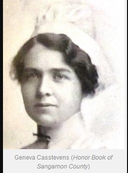 Remembering Nurse Geneva Casstevens, American Red Cross, died in Liverpool from pneumonia following influenza on the 14th October 1918 aged 27. Read more via this link: rememberthefallen.co.uk/nurse/cassteve… Photo courtesy of Honor Book of Sangamon County #WW1 #nurses