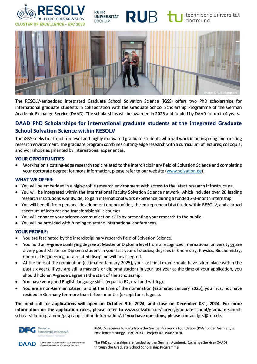 Sebastian Kruss (@krusslab) on Twitter photo Opportunity for a DAAD funded #PhDposition in one of the <a href="/SolvationSci/">Solvation Science</a> groups. If you are interested shoot me an email. Opportunity for a DAAD funded #PhDposition in one of the <a href="/SolvationSci/">Solvation Science</a> groups. If you are interested shoot me an email.