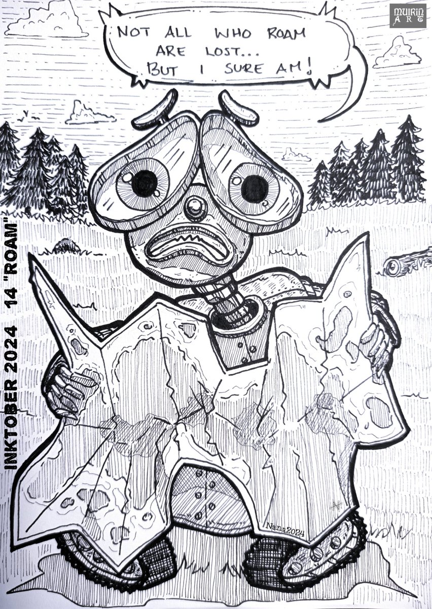 NanaHonkonen's tweet image. #Inktober2024 #14 &quot;ROAM&quot;
#PigmaMicrons on #sketchbook #prompt #roam #inktoberroam #lost #robots #muirinartinktober2024 #muirinartrobots #drawingchallenge #drawing #draw #art #arte #illustrations #inktober #finland #suomitaide #suomi #taide #inktoberfinland @inktober @drawmearobot