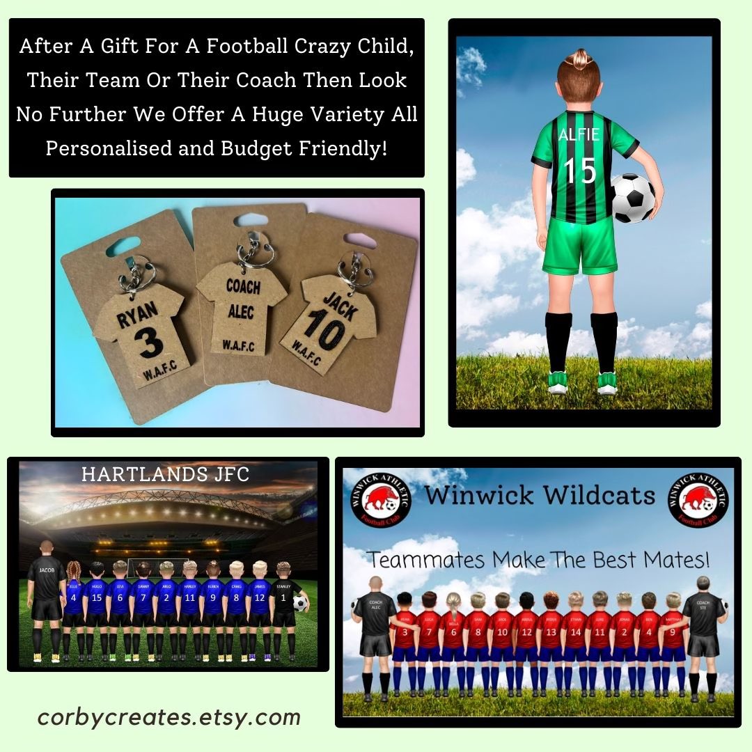 🎁 Christmas Presents

We have the perfect gifts for footy mad fans/players/coaches ideal with Christmas coming up 🆙 

🔑 Keyrings
⚽️ Individual Prints
🏆 Team Prints

Plus plenty more! Head over to our page 👇 

etsy.com/uk/shop/CorbyC…

💸Discount available for team orders