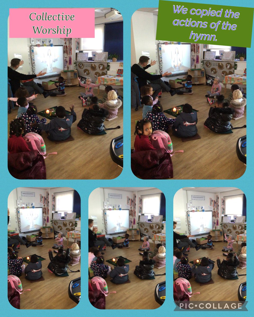 W/E 11.10.24: In Collective Worship this week the #Nursery children learned about making the sign of the cross (in provision they even made crosses); we also heard the story of Jesus telling the rich man how to get into Heaven; and we sang a hymn copying the prayer actions.