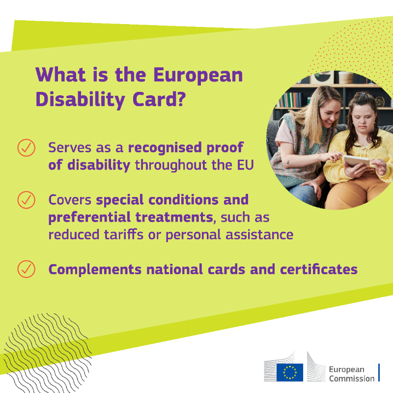 EU_Social's tweet photo. Persons with disabilities need to enjoy greater mobility and access to benefits throughout the EU.
With the introduction of the European Disability Card and of the European Parking Card, we want to make this a reality.
#EUDisabilityCard | #EUParkingCard