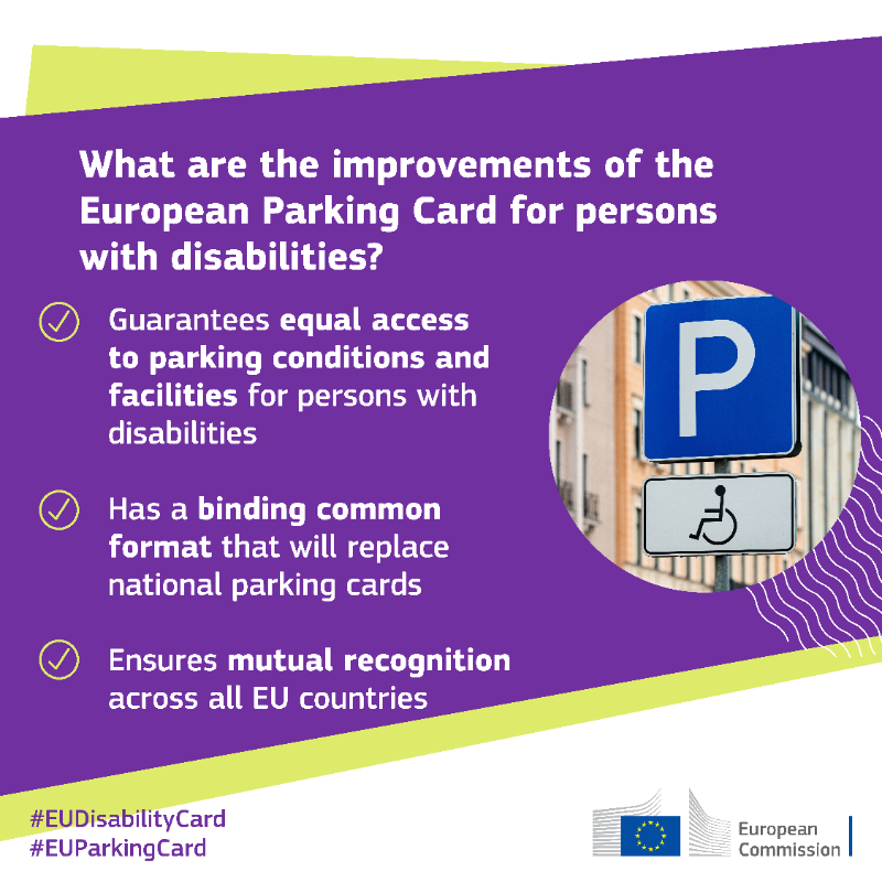EU_Social's tweet photo. Persons with disabilities need to enjoy greater mobility and access to benefits throughout the EU.
With the introduction of the European Disability Card and of the European Parking Card, we want to make this a reality.
#EUDisabilityCard | #EUParkingCard