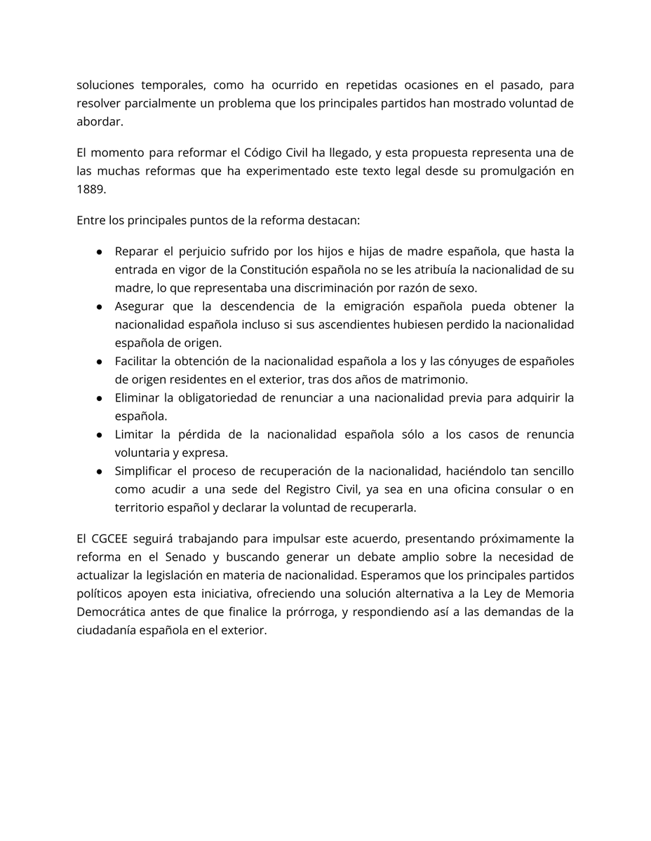 ✍️NdP | Presentación a la Comisión de Justicia del <a href="/Congreso_Es/">Congreso</a> del acuerdo respecto a la reforma del Código Civil en materia de nacionalidad

🗣️"La reforma propuesta por el CGCEE quiere dar una respuesta definitiva, coherente y no sujeta a límites temporales"

⬇️⬇️