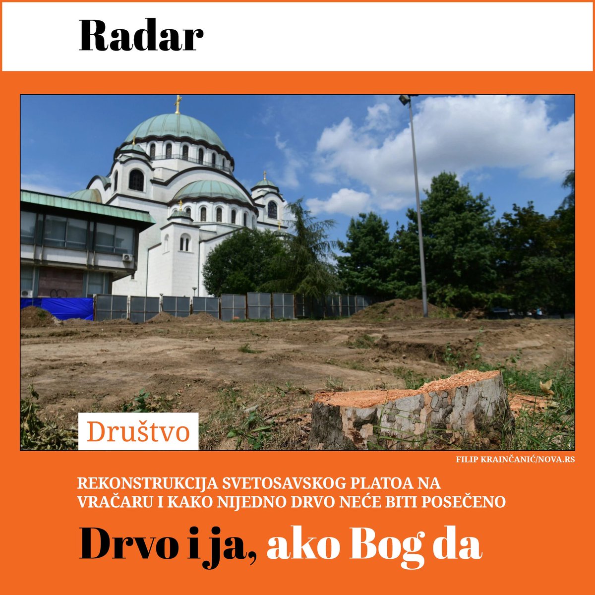 RadarsRs's tweet image. Zašto svaki projekat u Beogradu počinje devastacijom zelenila, a posle se menja, prekraja, dopunjuje, revidira, a posečeno drvo je naprosto neka vrsta ritualnog obreda za uspešan početak radova 

✍Ines Kljaković Mišović

radar.nova.rs/drustvo/hram-s…
#svetosavskiplato #zelenilo