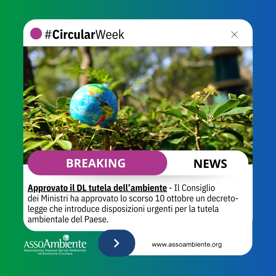 assoambiente's tweet photo. #CircularWeek Non vuoi perdere nessuna notizia sull'economia circolare? Iscriviti alla newsletter di #Assoambiente!
📌 Tra le notizie di questa settimana, anche il Rapporto @ISPRA_Press su efficienza energetica e decarbonizzazione.
Leggi la newsletter 👉 https://t.co/5Qc8xOVJ0i https://t.co/aL0YOkypOl