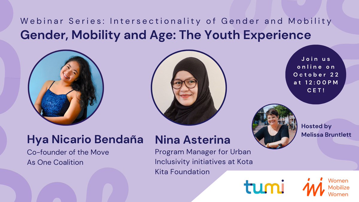 📣 Announcing Episode 5: "Gender, Mobility, and Age: The Youth Experience"

Join us for an engaging discussion on effective strategies for engaging youth in the mobility discussion with Hya Bendana &amp; Nina Asterina.

🔗bit.ly/3BKEWJx