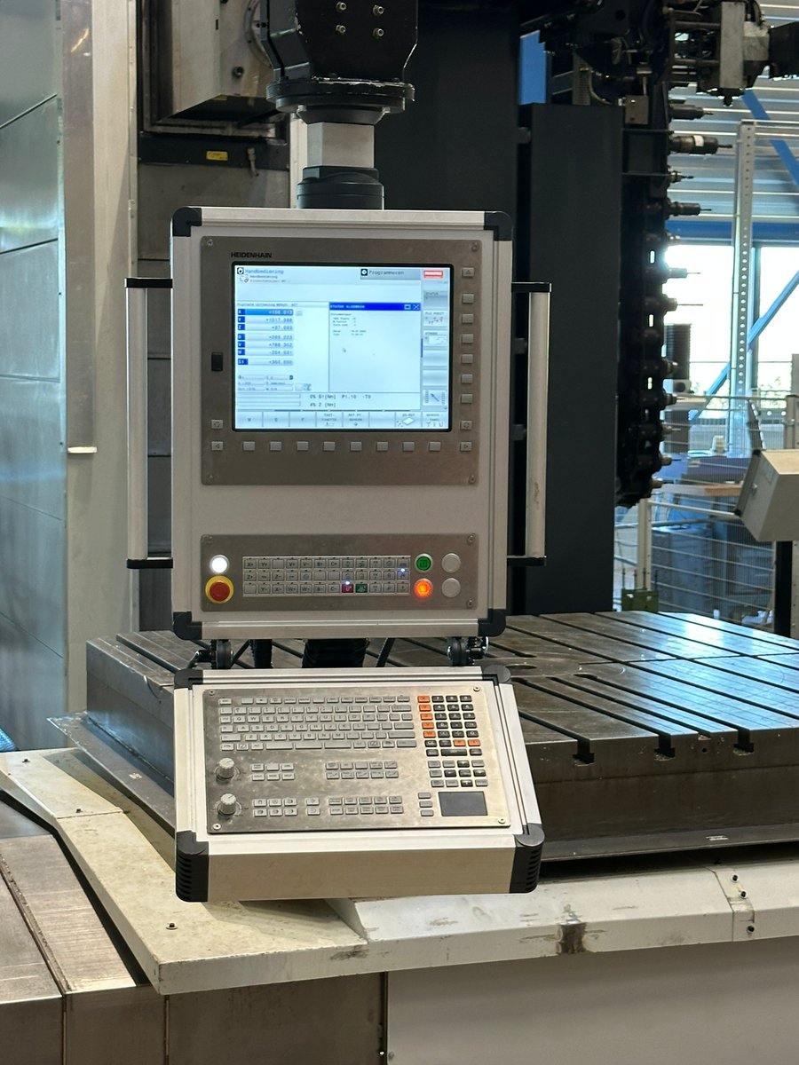 mach4metal's tweet image. Table type boring mill COLGAR Program 213 TR 12
X - Travel 2500 mm
Y - Travel 2500 mm
Z 800 mm
W 1000 mm
Table Length 1800 mm
Table Width 1800 mm
Table load 12000
Spindle Taper50 ISO/Bt/Mk
Speeds ranges2800 Rpm
Power40 kW
Movement V-Axis 700 mm
#mach4metal #boringmills #colgar