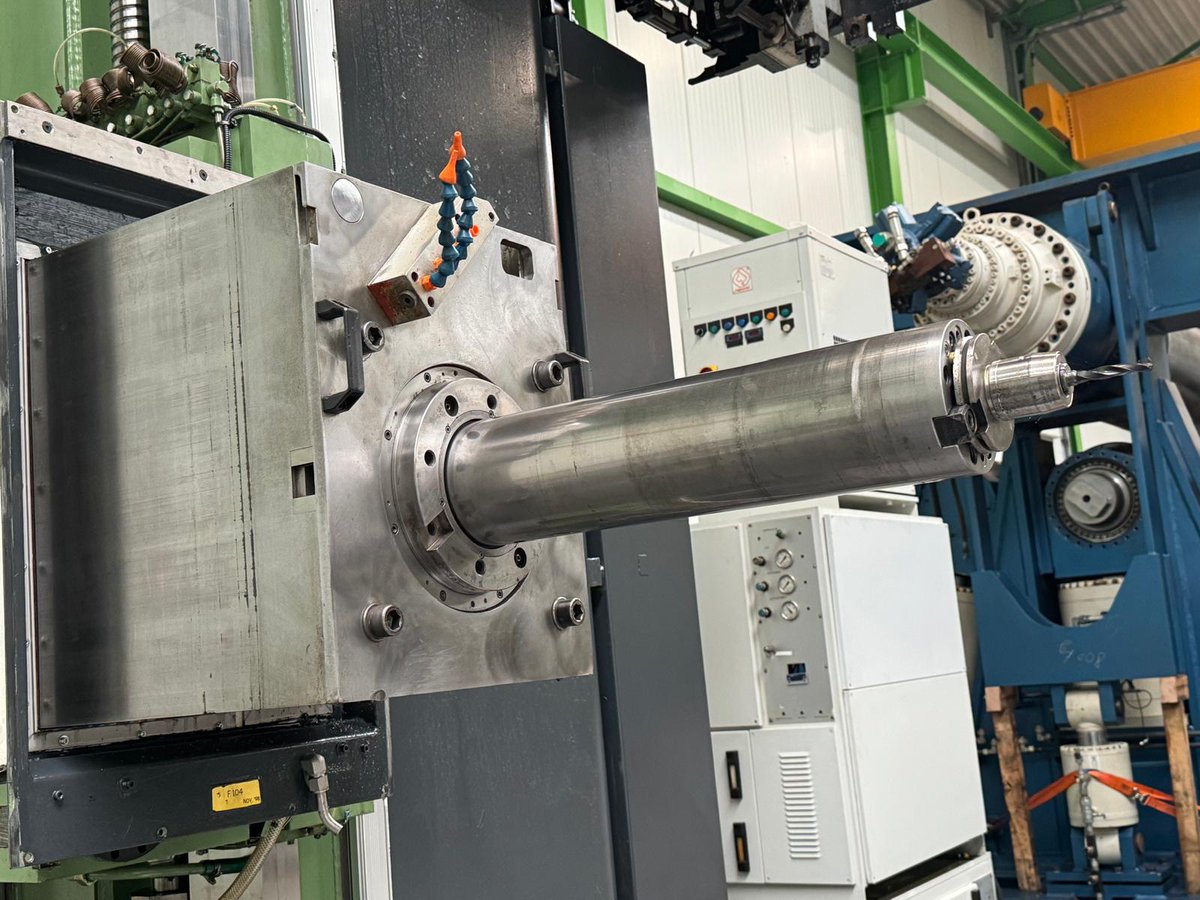 mach4metal's tweet image. Table type boring mill COLGAR Program 213 TR 12
X - Travel 2500 mm
Y - Travel 2500 mm
Z 800 mm
W 1000 mm
Table Length 1800 mm
Table Width 1800 mm
Table load 12000
Spindle Taper50 ISO/Bt/Mk
Speeds ranges2800 Rpm
Power40 kW
Movement V-Axis 700 mm
#mach4metal #boringmills #colgar