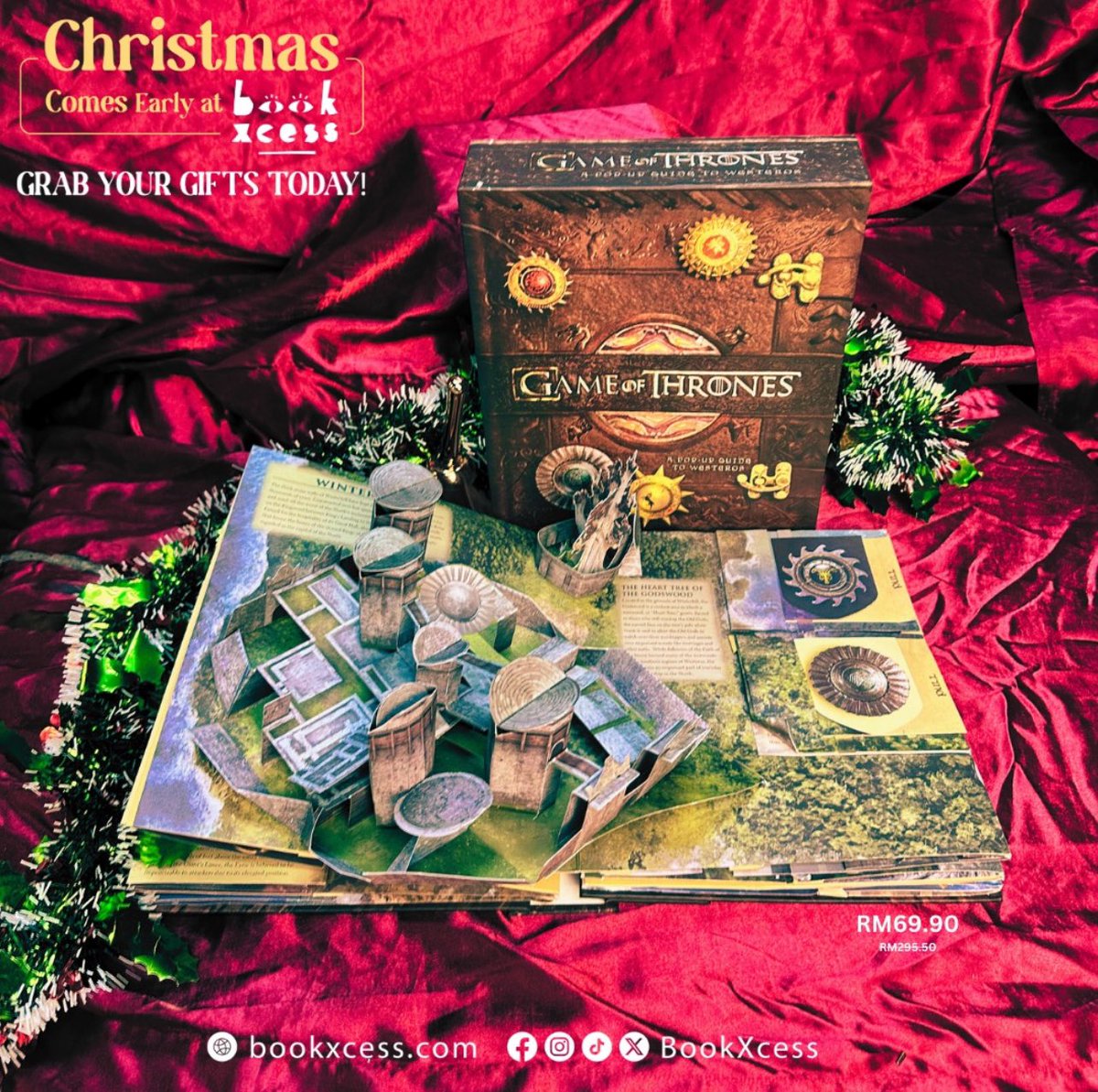 BookXcess's tweet image. Looking for the perfect gift for the Game of Thrones fan in your life? Game of Thrones: A Pop-Up Guide to Westeros is available now at all BookXcess outlets nationwide for only RM69.90! #BookXcess #BookXcessMY