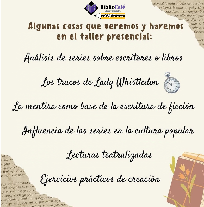 bibliocafe's tweet photo. Más detalles sobre el taller "El valor de la escritura en las series de moda", que impartirá Margarita Quesada a partir del 6 de noviembre en Bibliocafé Escuela de Escritura. Apúntate en https://t.co/jQfxuM8bH0 info@bibliocafe.es o 670490198 @mfmedinahome @EscrivivirVLC https://t.co/eCNCO3pTK8