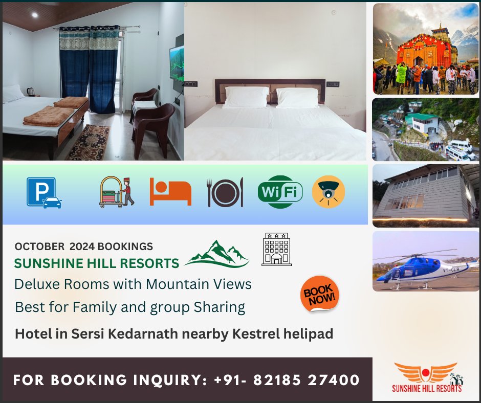 sunshinehillR's tweet photo. Hotel in Sersi Kedarnath | Deluxe Rooms with mountan views | Sunshine Hill Resorts is located near to the Kestrel Helipad. It is the best place for family and friends group stay. 
Contact us :-
Phone: +91 82185 27400

#kedarnath #hotel #resort #rooms #mountains #nature #mahakal https://t.co/jyROpChT27