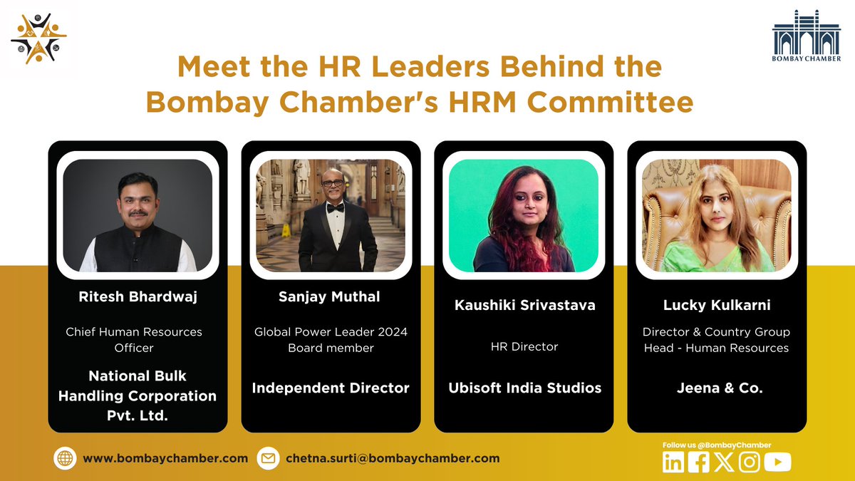 BombayChamber's tweet image. Meet the HR Leaders Behind the Bombay Chamber&apos;s HRM Expertise! Get to know the brilliant minds driving the Bombay Chamber HRM Committee. Our expert members bring diverse insights to the table.

#HRExperts #BombayChamberHRM #Committee