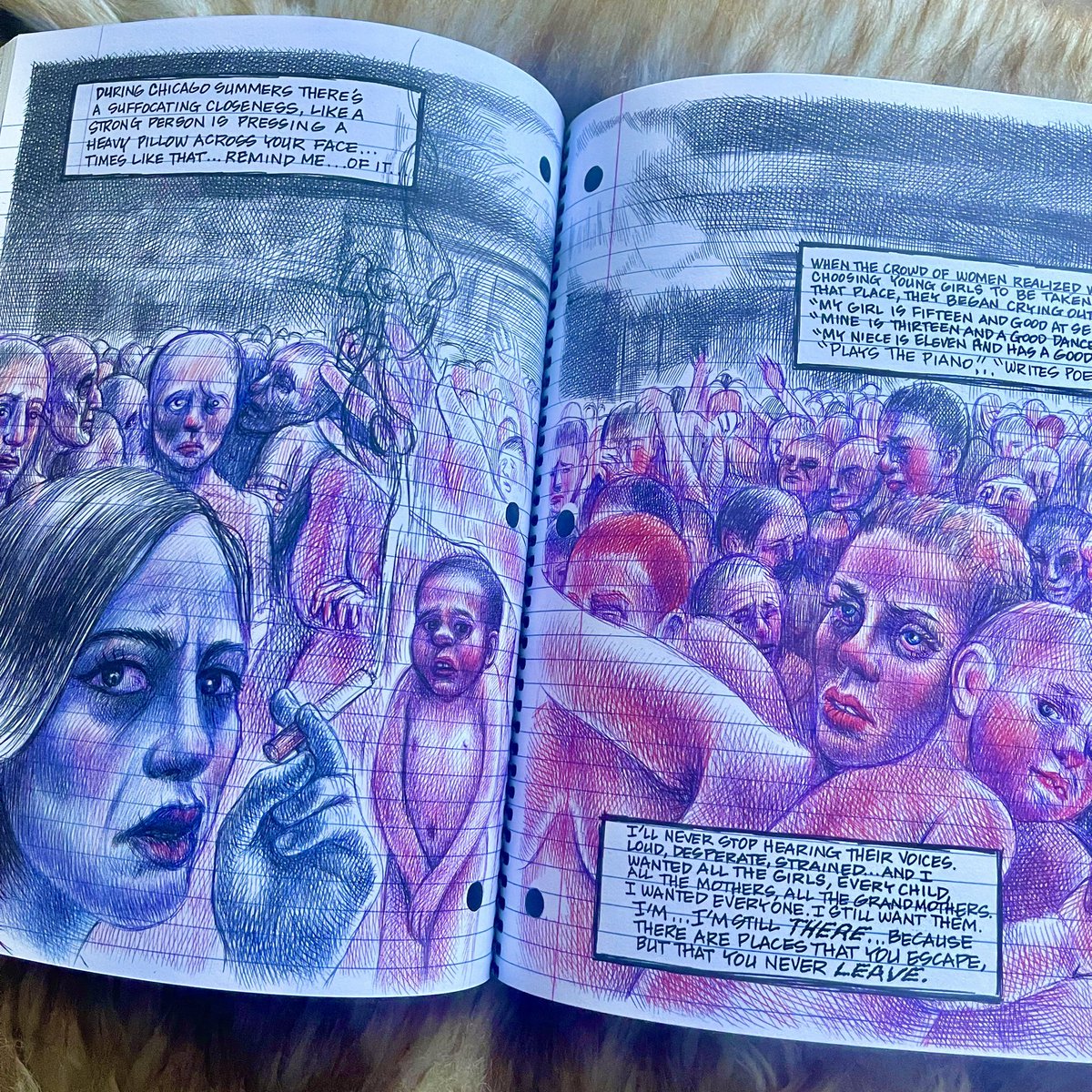 gidsZargatanas's tweet photo. “Never let anyone's darkness provoke you into your own midnight.”

This graphic novel was drawn using a ballpoint point and presented in a spiral notebook. Just look at the details.

My Favorite Thing is Monsters by Emil Ferris https://t.co/OmHz4mVjtU