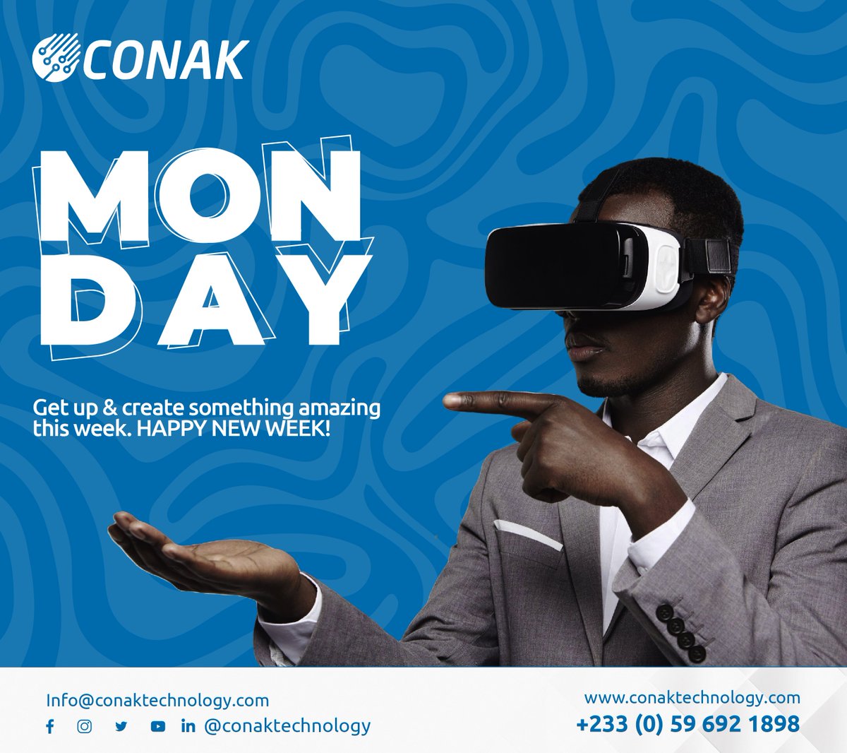 ConakTechnology's tweet photo. Start your week with purpose and confidence! Let's conquer our goals, one step at a time. 
#CONAK #technology #MondayMotivation #StayFocused #NewWeekNewGoals #TidalRave2024 https://t.co/NN3AgHyLAt